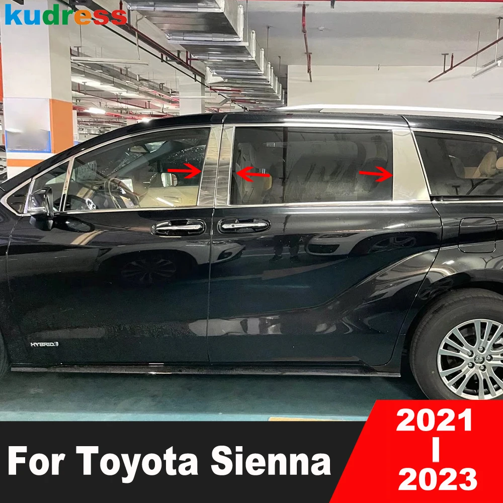 

For Toyota Sienna 2021 2022 2023 Stainless Window Center Pillar Cover Trim Middle Column Post Molding Strip Car Accessories