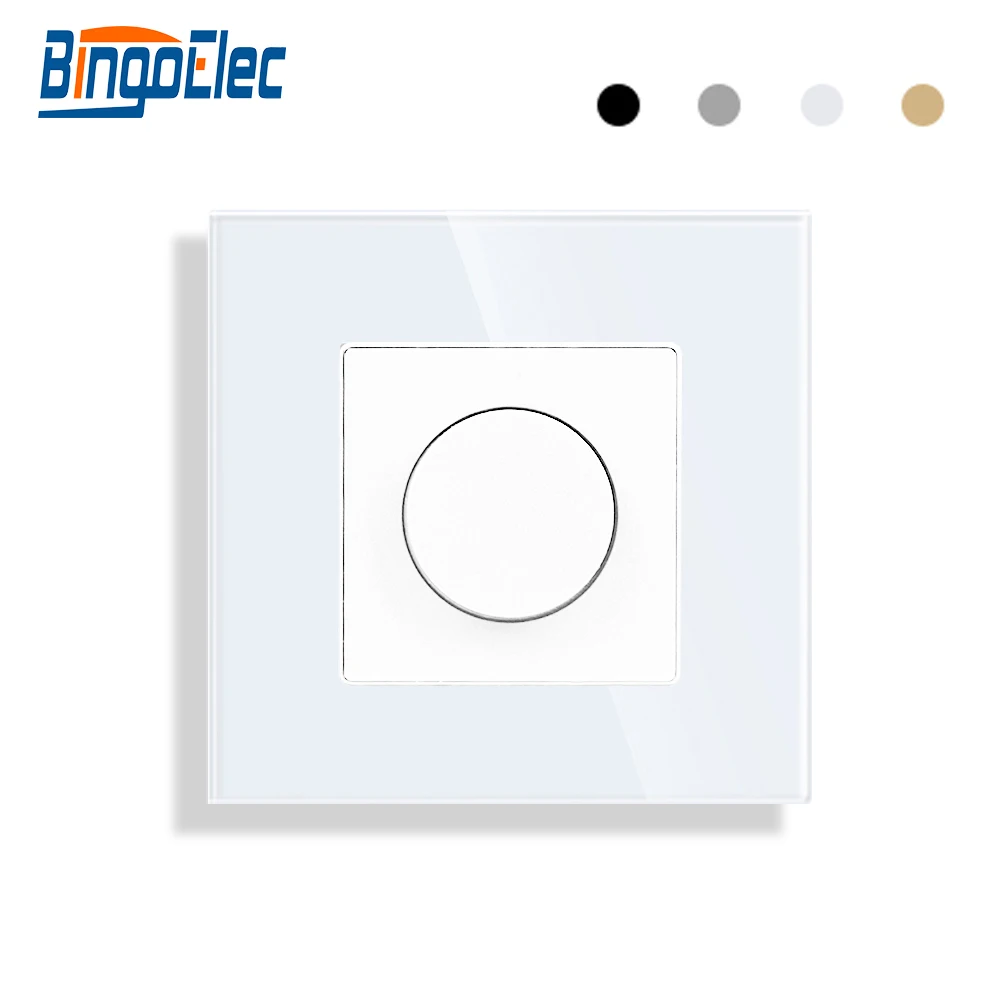 

Bingoelec Dimmer Light Switch Glass Mechanical LED Dimmable Wall Mounted Switches EU Standard Knob Switches