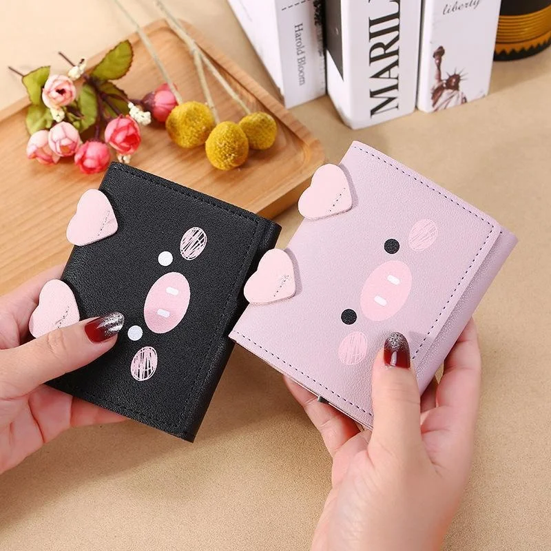 

New Women Cute Pink Wallets Pocket Purse Card Holder Cartoon Pig Design Wallet Lady Female Fashion Short Coin Purse Money Bag