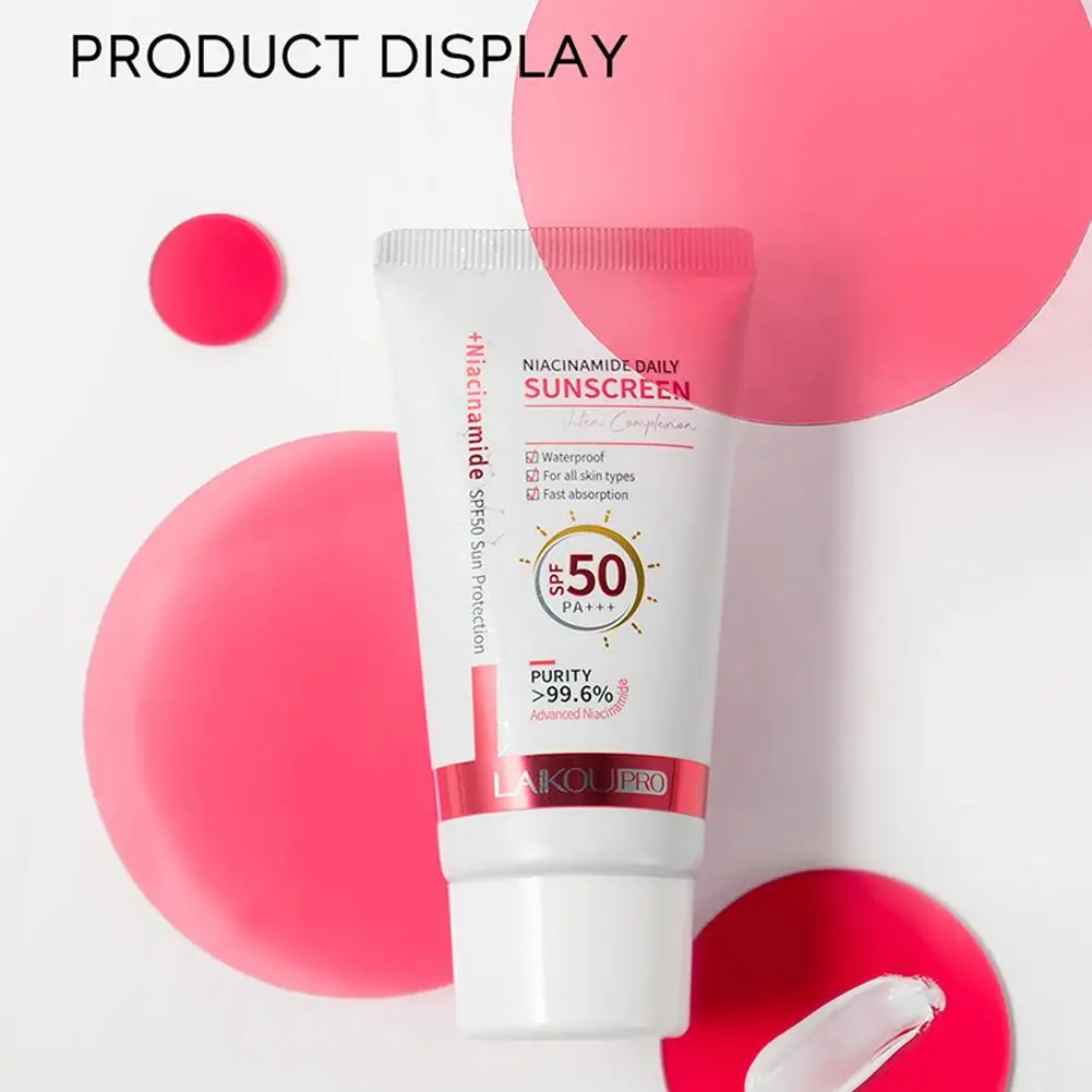 Солнцезащитный крем LAIKOU Niacinamide SPF50 коллагеновый для ухода за кожей лица
