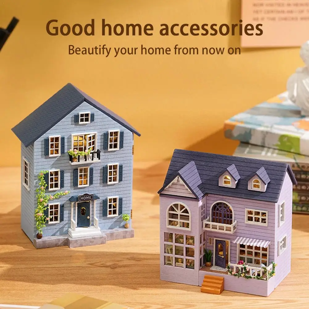 

DIY Wooden Miniature Building Kit Doll Houses With Furniture Light Mini Cute Handmade Toys For Girls Birthday Gifts