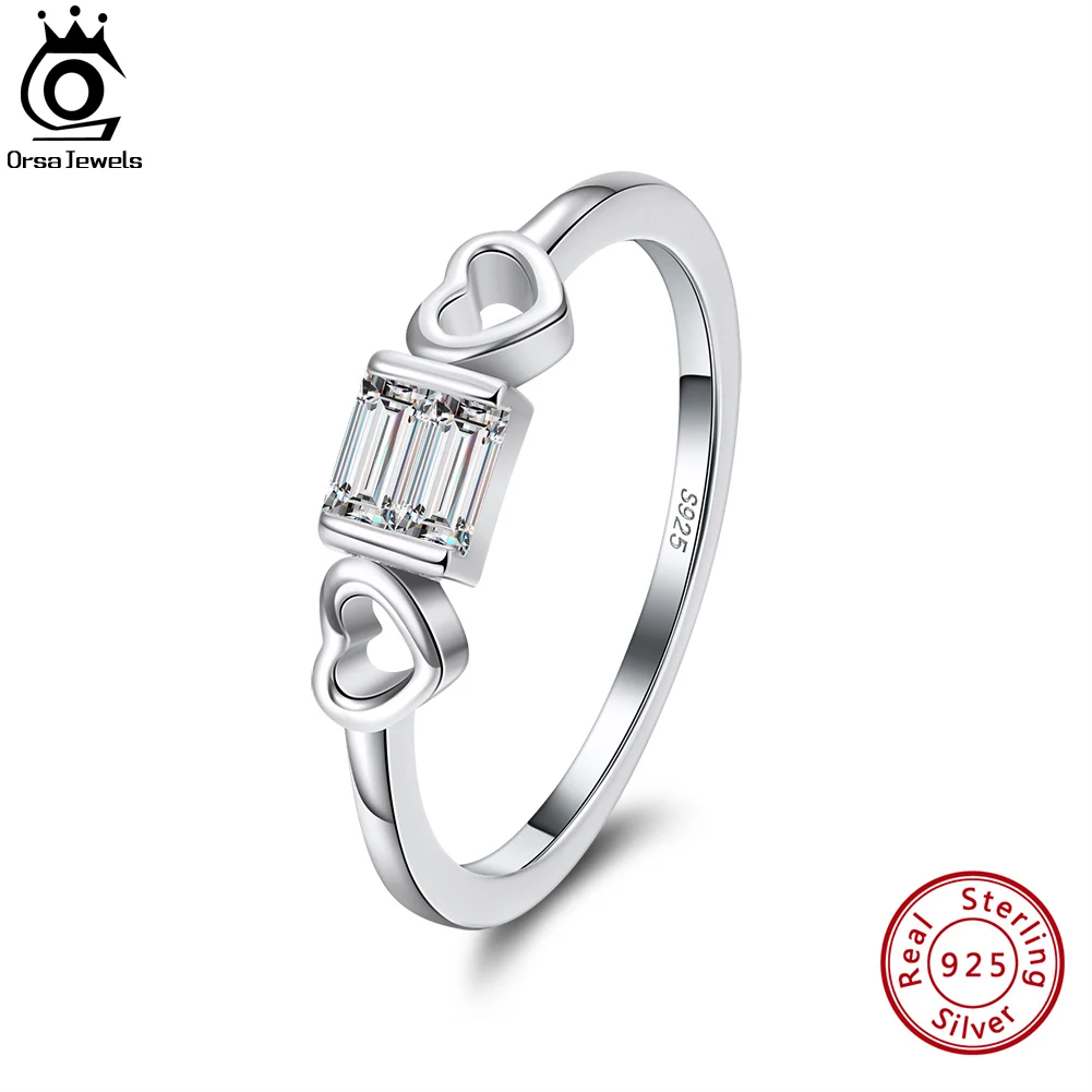 

ORSA JEWELS, кольцо из натуральной 925 пробы, серебряное, с двойным сердцем, для женщин, для девушек, для повседневной носки, кольца на палец, ювелир...