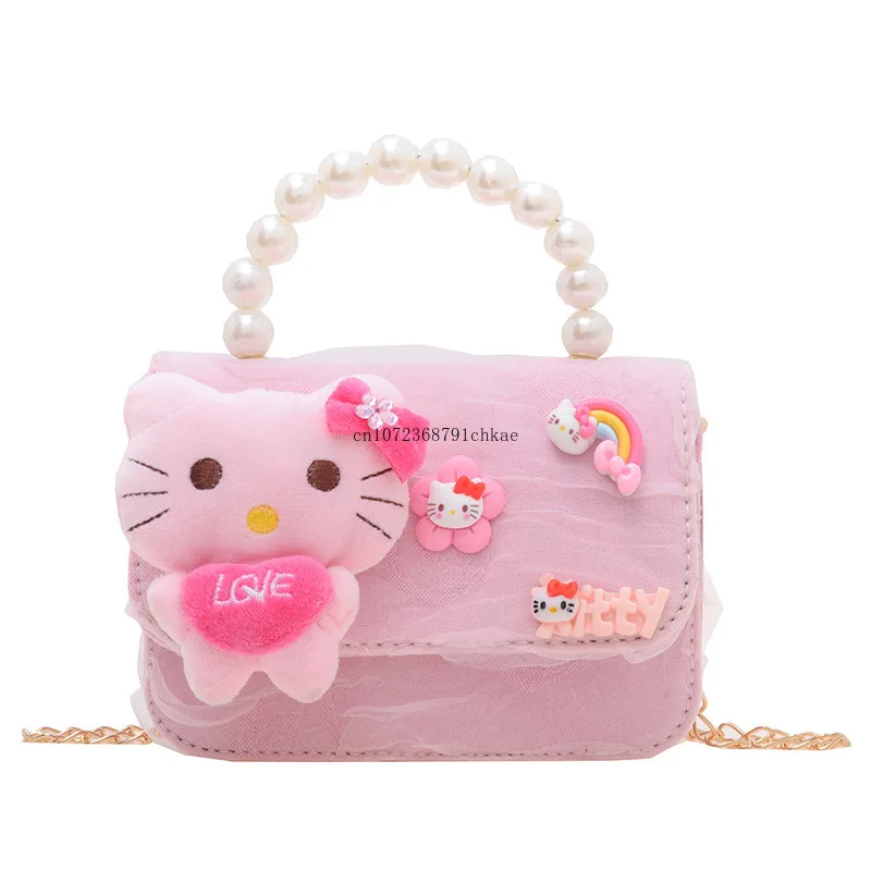 Cute Cartoon Beaded Hello Kitty Portable Coin Purse Fashionable Stylish Outfit Casual Shoulder Messenger Bag handbags for women