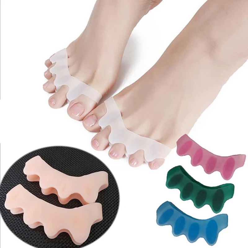 

2Pcs/set Toe Separator Adjuster Silicone 5 Holes Toe Splitter Correction Foot Care Tools For Women Girls Pedicure Divider Care