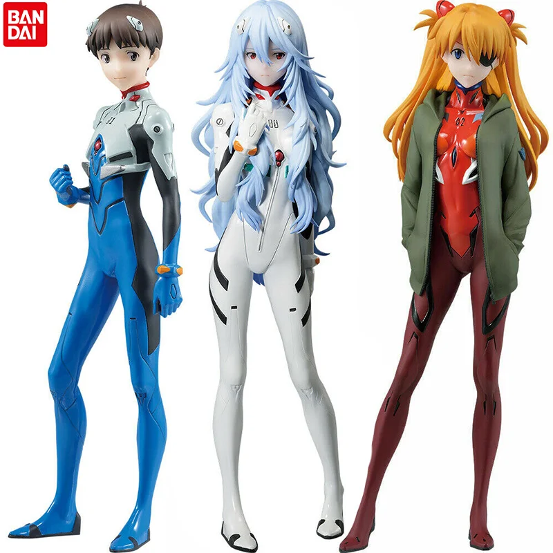 Bandai Evangelion Shinji Ikari Rei Ayanami Asuka Langley Anime Megaimpact Ichiban Kuji Action Model Figurals Brinquedos Toys Gif