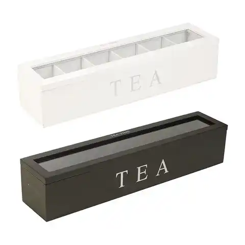 Новая деревянная чайная коробка с крышкой и 6 отделениями в стиле ретро, держатель для хранения кофейных и чайных пакетиков, органайзер для ...