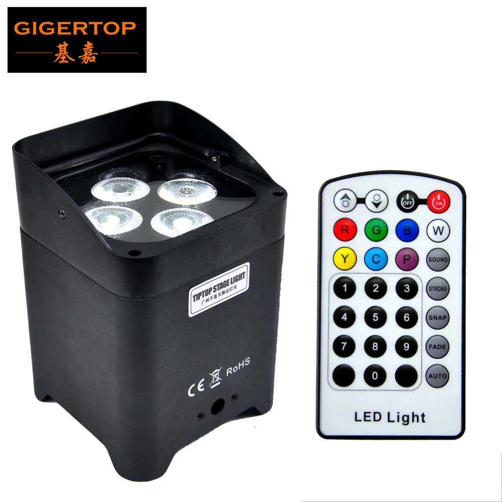 

TIPTOP 2.4G Wireless DMX 512 Led Stage Par 4x18W RGBWAP 6 Color 25 Degree Truss Decoration Light IRC Remote Control Black Case