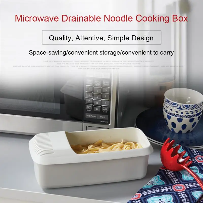 

Microwave Pasta Cooker With Strainer Heat-resistant Spaghetti Steamer Noodle Box Cooking Tool Durable Kitchen Accessories