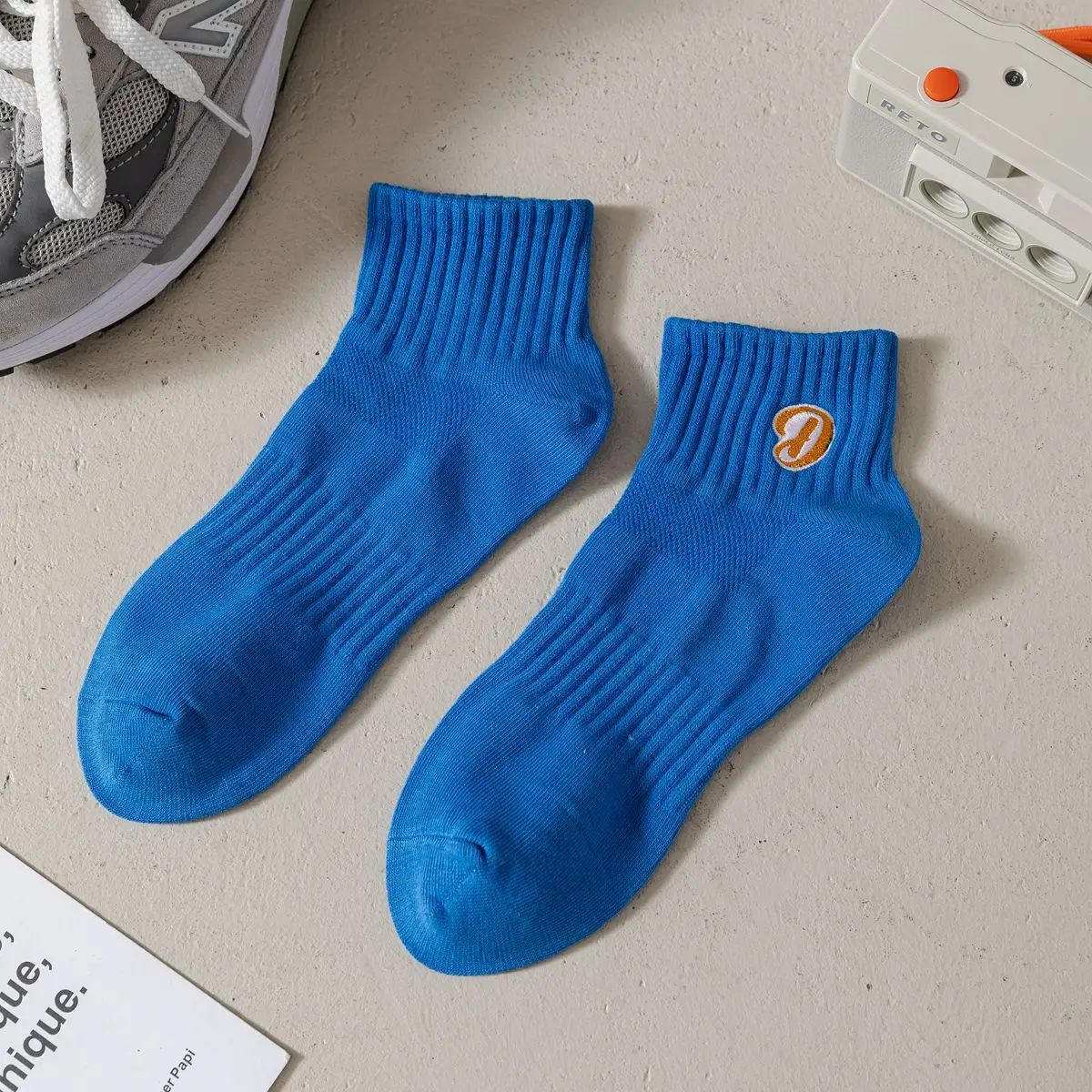 2pairs Summer Short Socks Embroidered Waist Cotton Sports Women's Socks