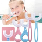 прорезыватель для зубов детская зубная щетка u Детская зубная щетка U-образной формы 360 , очищающая силикагелевая зубная щетка, Детская Мягкая зубная щетка для чистки зубов, уход за ребенком при ротовой полости