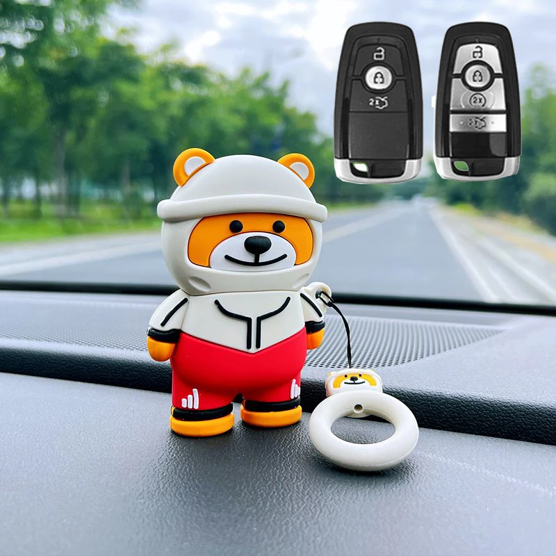 

Cartoon Bear For Ford Raptor F150 Explorer Mustang Fusion Escape F250 F350 F450 Smart Remote Car Key Case Cover Ring Accessories