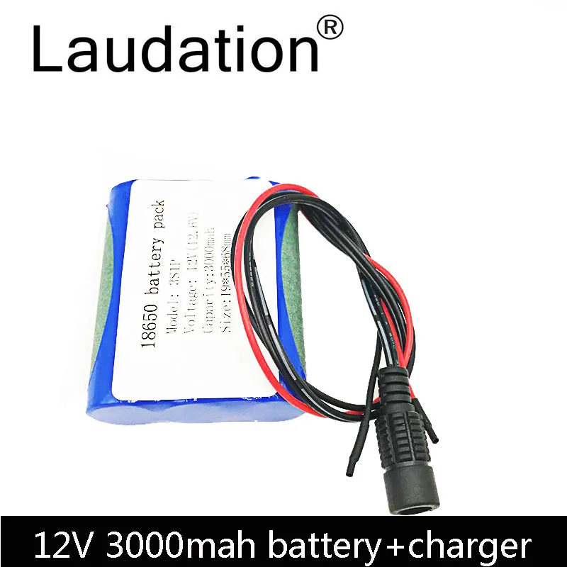 

12V 3000mAh 18650 Battery Pack 3Ah 12.6V Rechargeable Batteries For CCTV/Camera/Portable Charger/Light/LED Hot Sale
