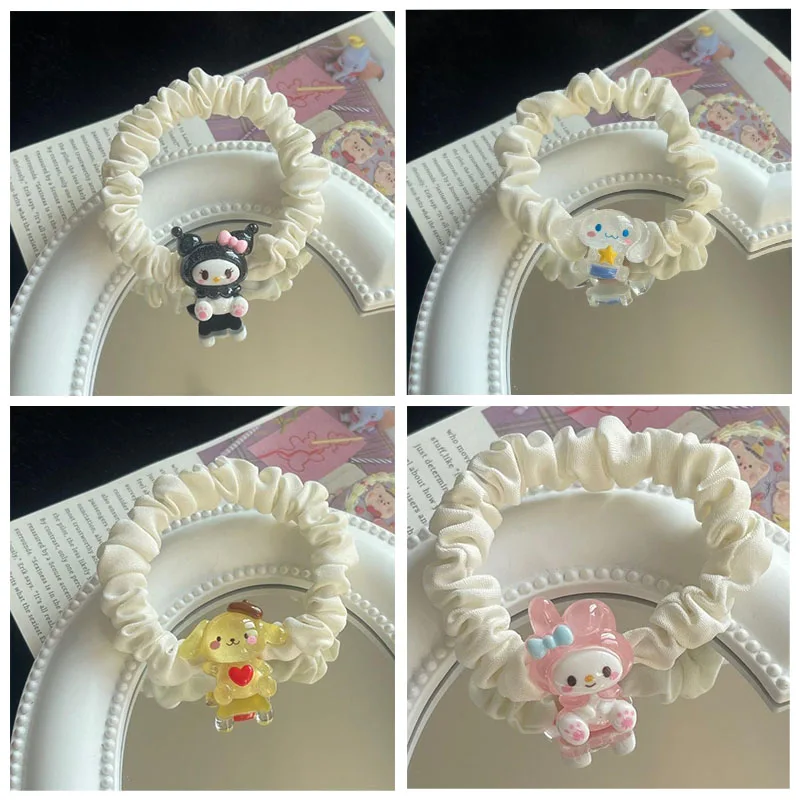 

Sanrios Kuromi MyMelody PurinDog Pochacco Cinnamoroll Cartoon Jelly Transparent Hair Rope Anime Sweet Hair Accessories Headdress