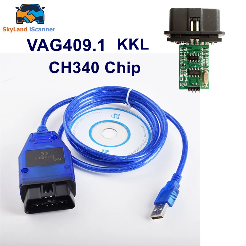 Диагностический инструмент для автомобиля VAG KKL 409 с чипом CH340 для VAG 409 KKL кабель USB интерфейс VAG409 OBD2 сканер Бесплатная доставка