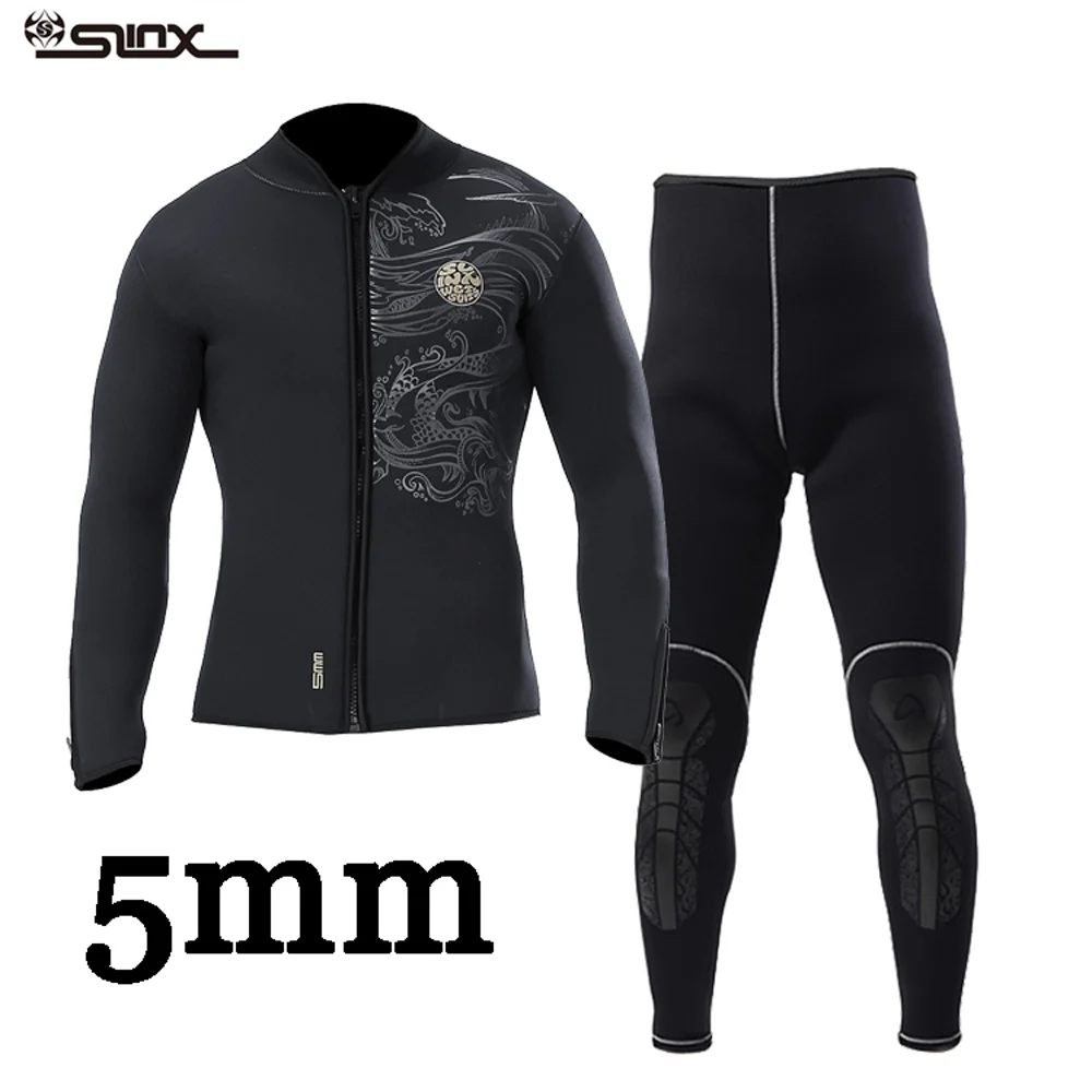 5mm Diving Suit Dive Wet Suit Jackets for Men Neoprene Jacket Professional Diving Kitesurfing Clothes Pants Suit Front Zip New