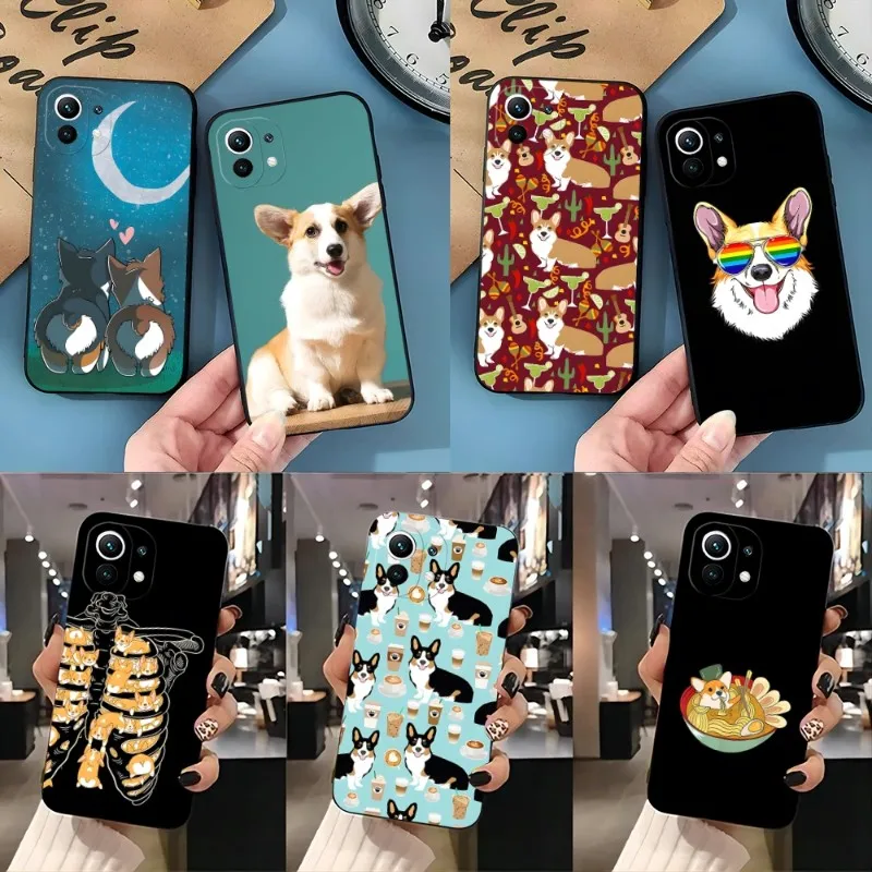 

Corgi Dog Phone Case For Redmi K40 K40s K30 K20 Pro Plus K50 Extreme GO 8 8A 9 9A 9C 9T 10 10X Black Silicone Cover