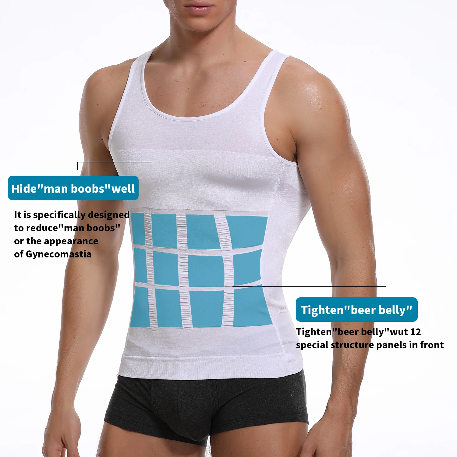 Be-In-Shape Men Slimming Body Shaper Waist Trainer Vest Tummy Control Posture Shirt Back Correction Abdomen Tank Top Shaperwear