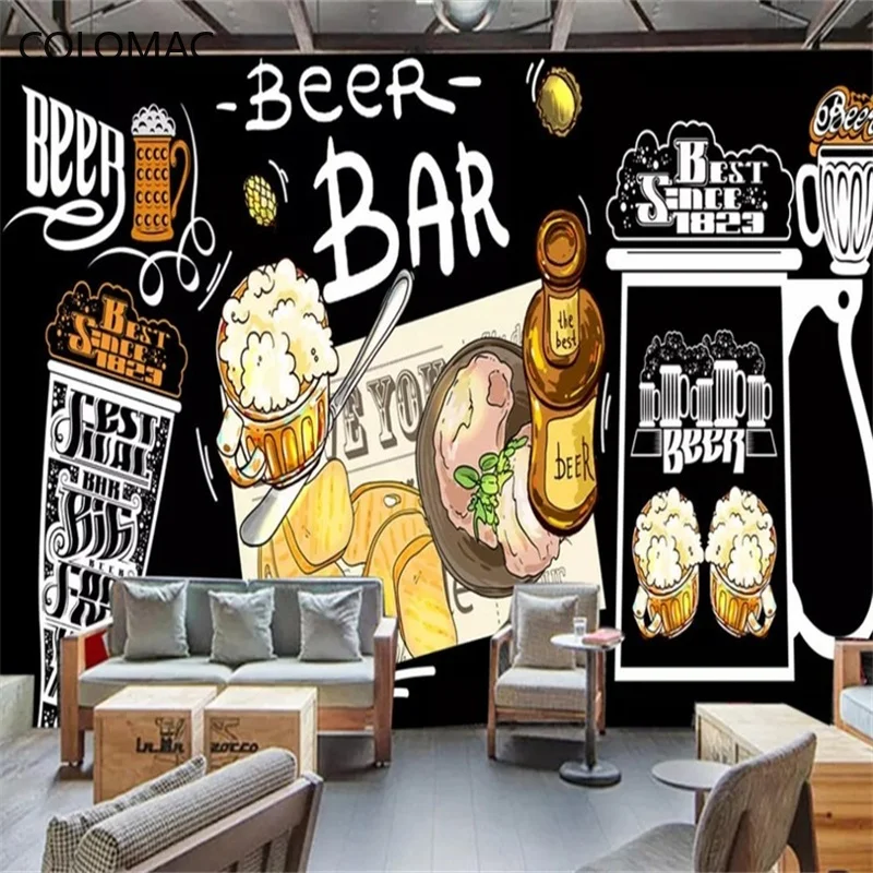 

Colomac Custom Retro Hand-painted Blackboard Lounge Beer Mural Restaurant Background Wall Decoration Wallpaper Dropshipping