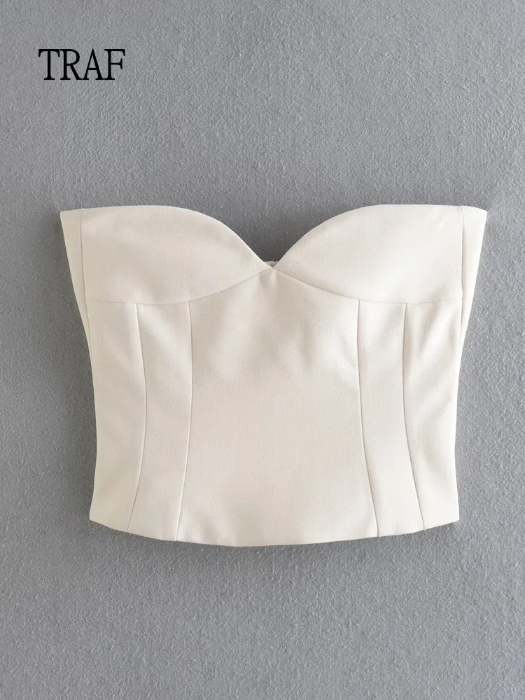 

Сексуальный белый женский топ TRAF 2022, Модный Корсет с сердцем и вырезом, женские топы, уличная одежда