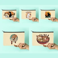 cosmetic bags japan cat series pattern women beauty toiletries organizer storage makeup bag canvas pencil cases bride gifts