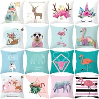 nordic cartoon animals pillow cases lovely plum deer pink flamingo pillowslip soft sofa garden decor 45x45 50x50 pillowcase