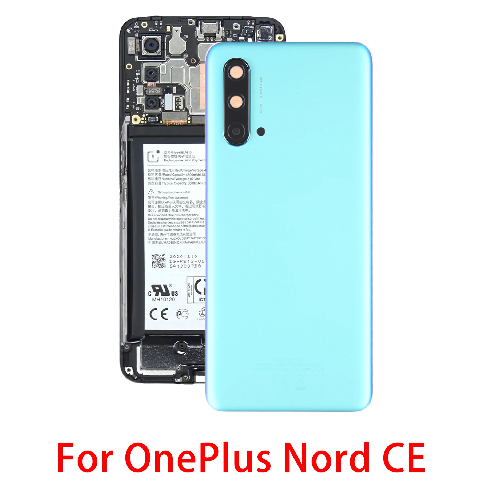 

For OnePlus Nord CE Original Battery Back Cover with Camera Lens Cover