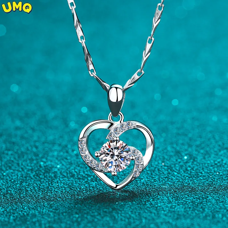 

0.8ct Moissanite Heart Pendant Necklace Sterling Silver Love Heart Necklace Thanksgiving Mother's Day Anniversary Gift for Women