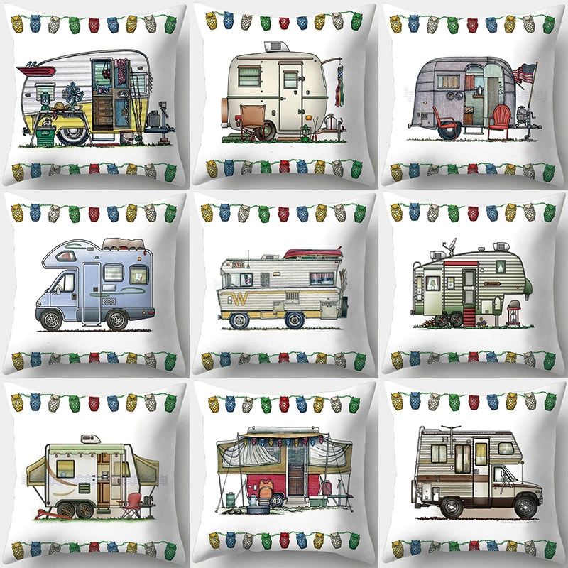 

Decorative Cushion Camper van Pillowcase Polyester Cushion Cover Throw Pillow Sofa Living Room Decoration Pillowcover