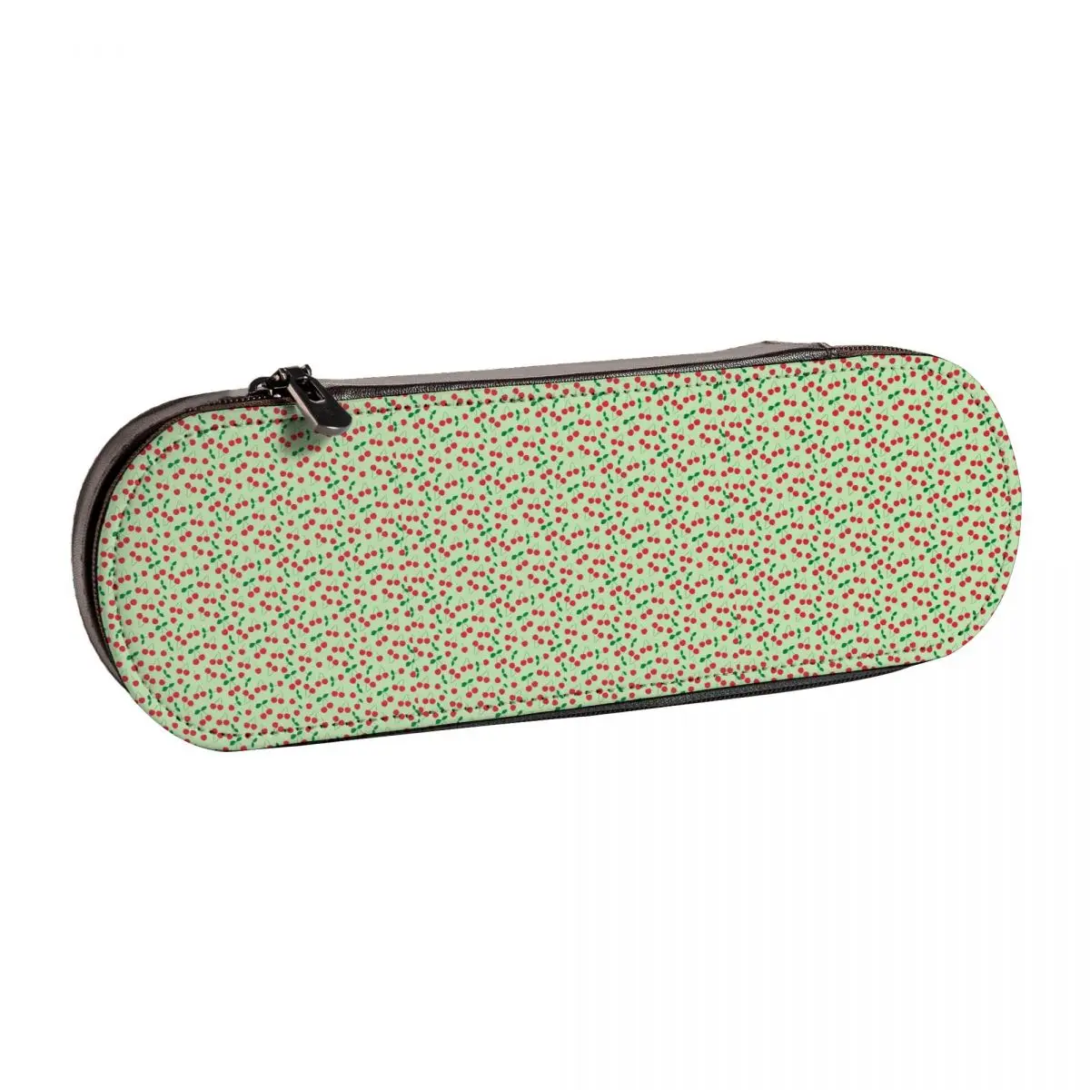 

Cute Cherry Print Pencil Case Retro Fruit Quality Vintage Leather Pencil Box For Teens Elementary School Zipper Pen Bags