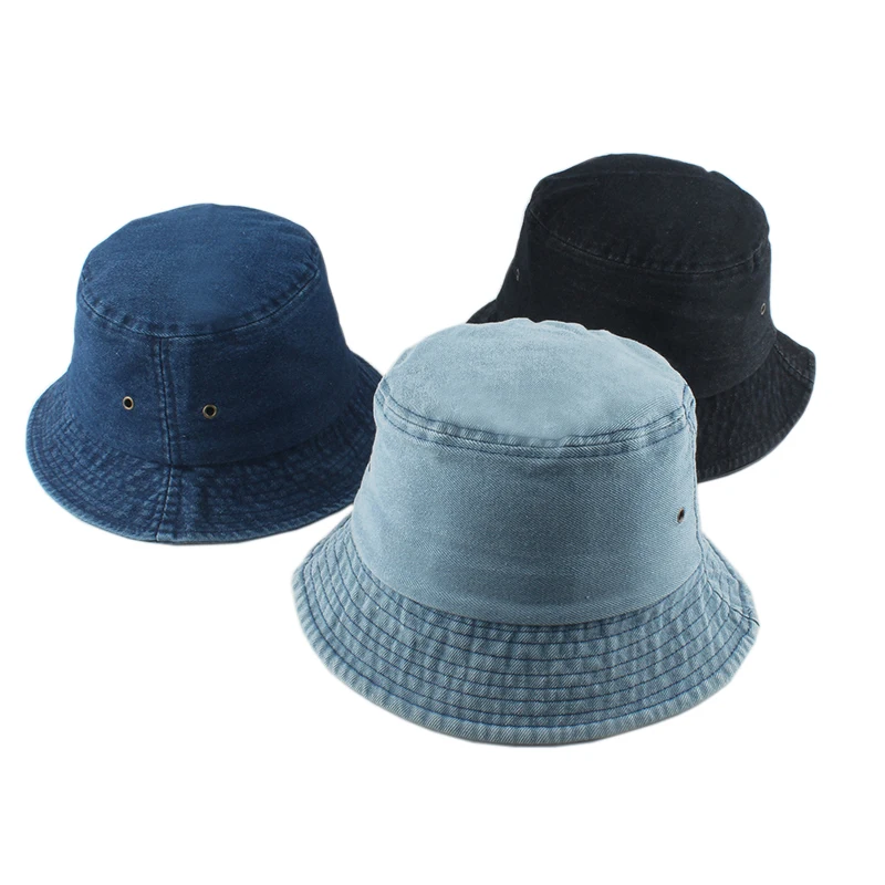 Foldable Denim Fisherman Hat Women Men Summer Washed Cotton Bucket Hat Sun Protection Panama Bucket Cap Bob Hip Hop Gorros