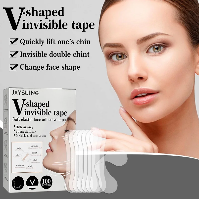 

100Pcs Invisible Thin Face Stickers Breathable V-shaped Tighten Double Chin Shaping Face Lifting Anti Wrinkle Adhesives Tape