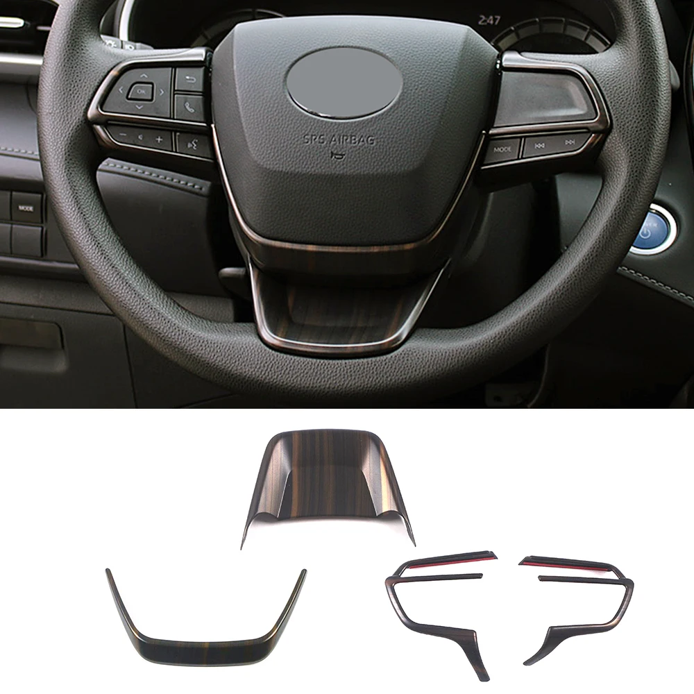 

For Toyota Highlander XU70 2022 Car Interior Part Modify Steering Wheel Decorate Trim Frame Wood Grain Color Change Sticker