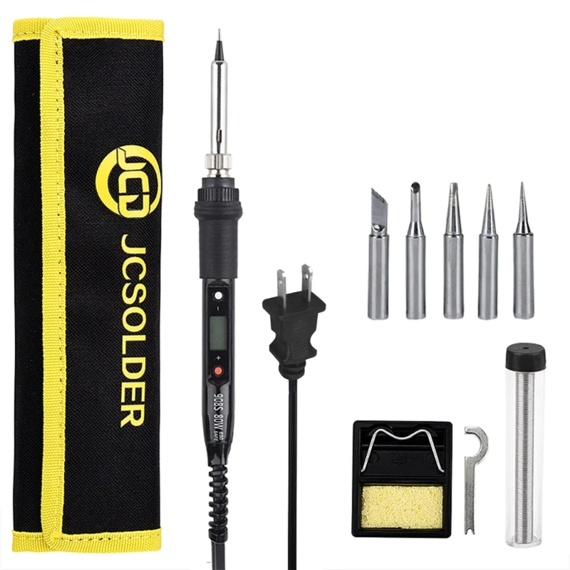 

Electric Soldering Iron 80W LCD Digital Display Adjustable Temperature Soldering Iron Tips Welding Solder Tools