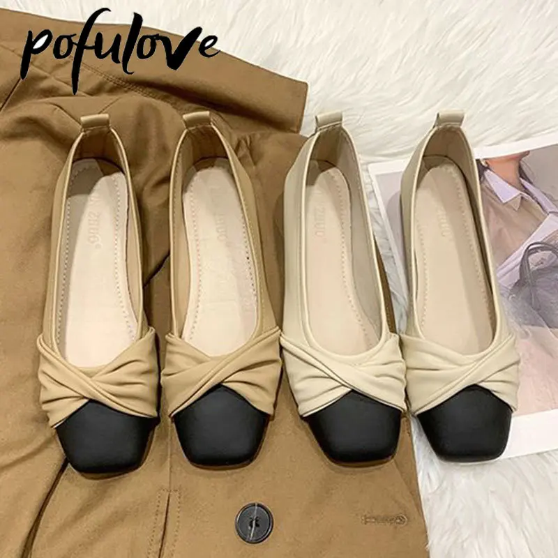 

Pofulove Mixed Color Women's Single Shoes Bow Soft Sole Comfortable Versatile Elegant Low Heel Flat Shoes Dropshipping Wholesale