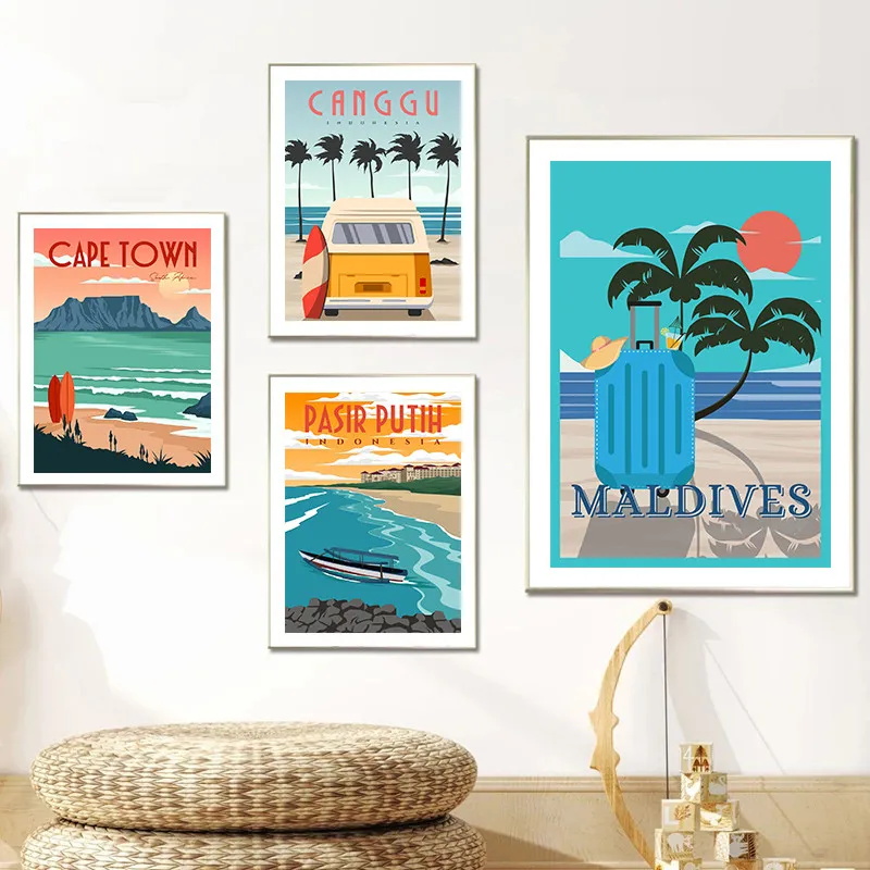 

Бали Maldive Флоренция Сидней город отпуск Япония Fuji Печать Искусство Холст постер для гостиной Декор домашняя Настенная картина