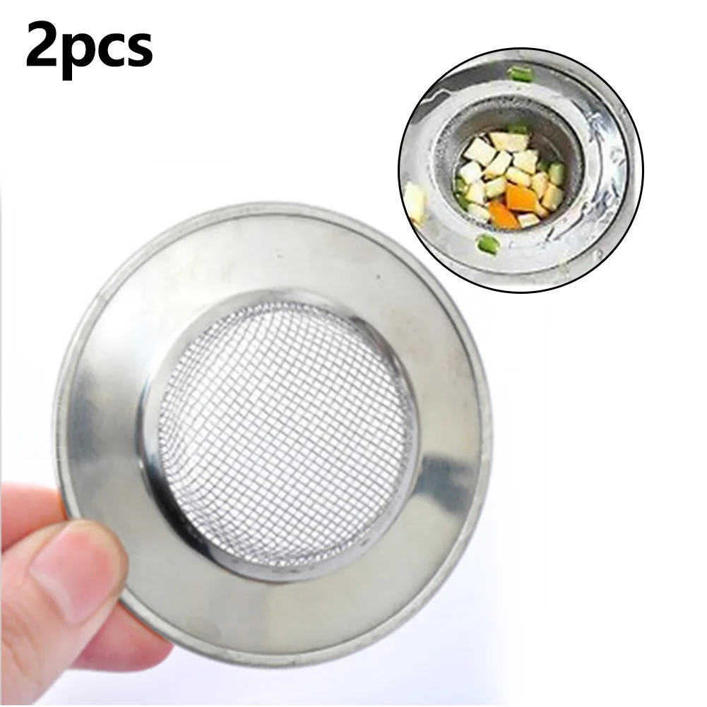

2pcs 7.5cm Filter Cover Stainless Steel Sewer Filter Leakage Mesh Porous Design Anti-blocking For Kitchen Bathroom Sink
