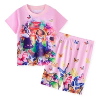 2022 european and american new disney girls summer encanto girls round neck short sleeved t shirt pants suit 3 8y