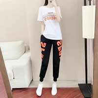 353 casual suit female t shirt cotton long pant y2k harajuku 2022 spring streetwear fashion sports suit loose two pieces set