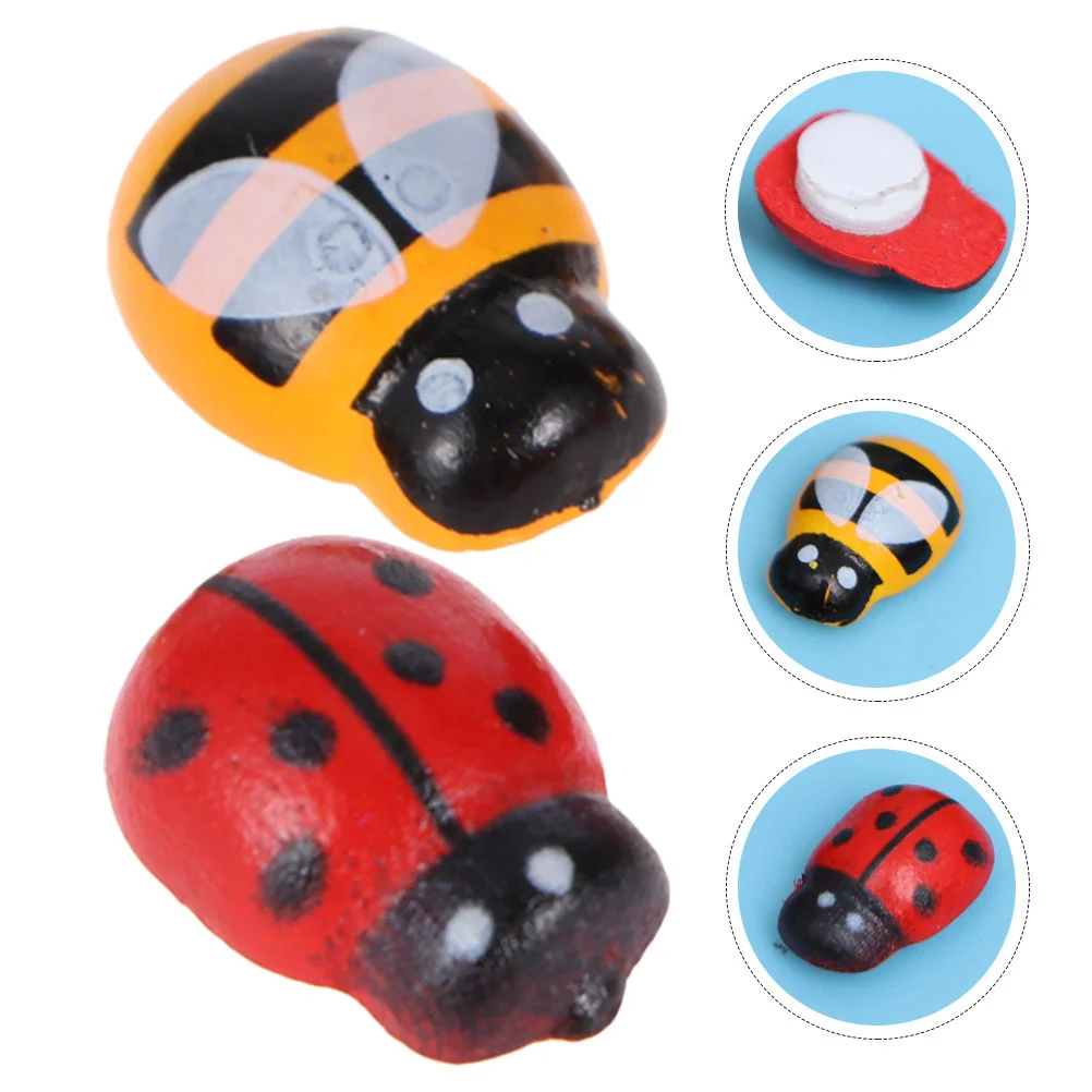 

Ladybug Ladybugs Wood Wooden Stickers Bugs Crafts Ornament Craft Pendant Beads Animal Pieces Bumblebee Scrapbook Kit Decoration