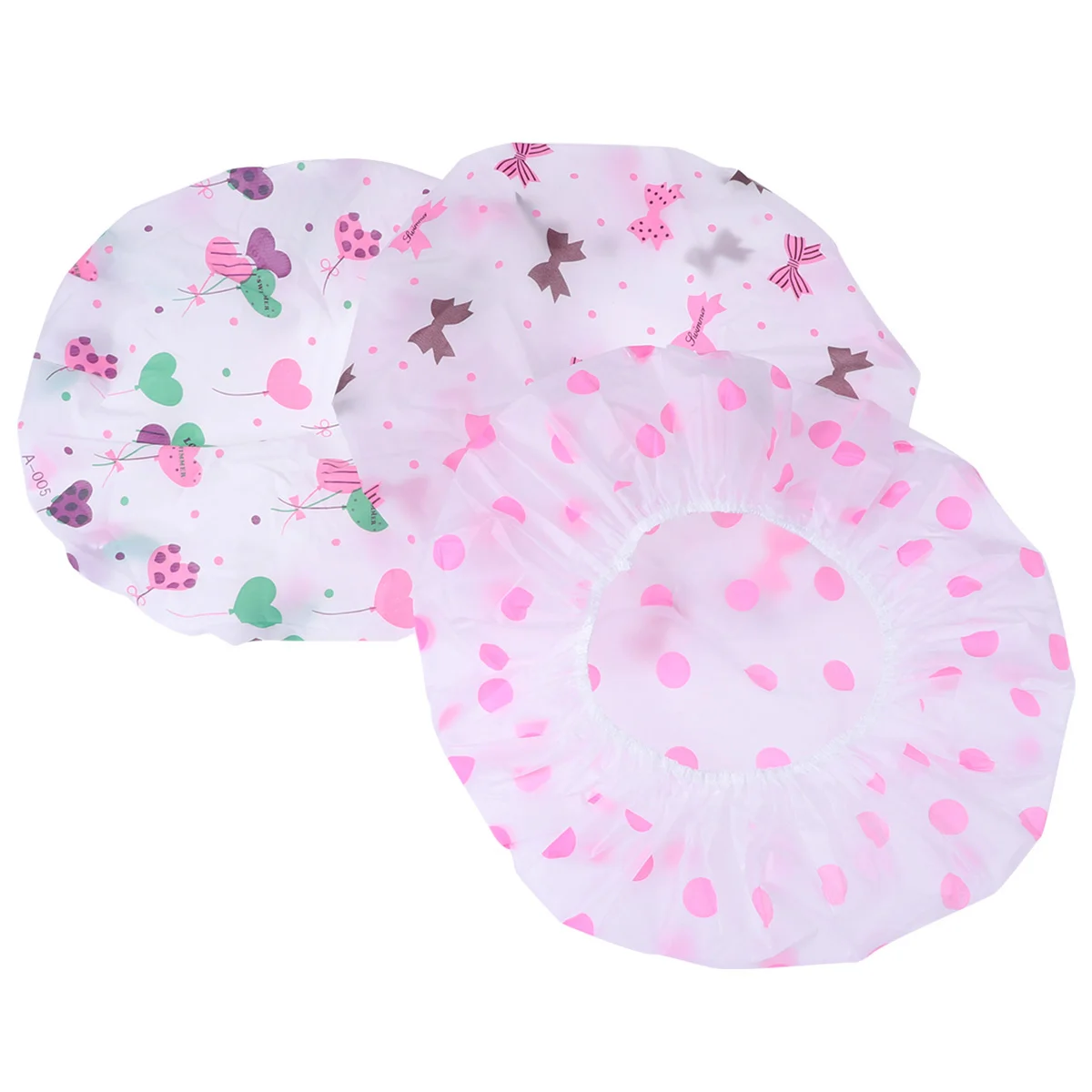 

Shower Cap Caps Bath Hat Hair Spa Reusable Elastic Printed Hotel Pvc Accessories Women Resistant Water Salon Band Bathing Lady