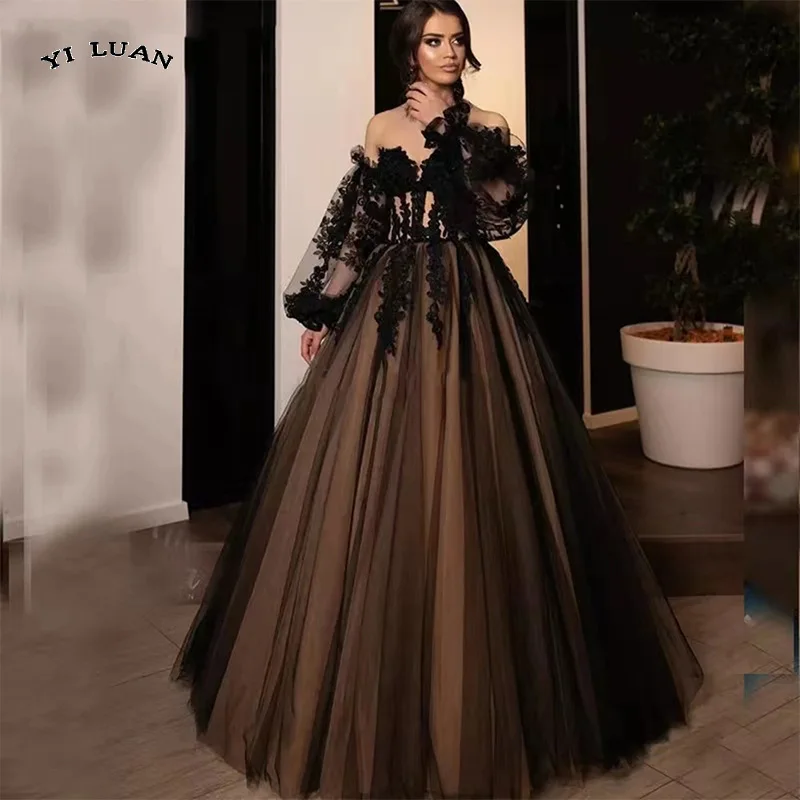 Купи Sexy Black Formal Evening Gowns Off The Shoulder Lace Evening Party Dress 2022 Corset Prom Dress Long за 4,979 рублей в магазине AliExpress