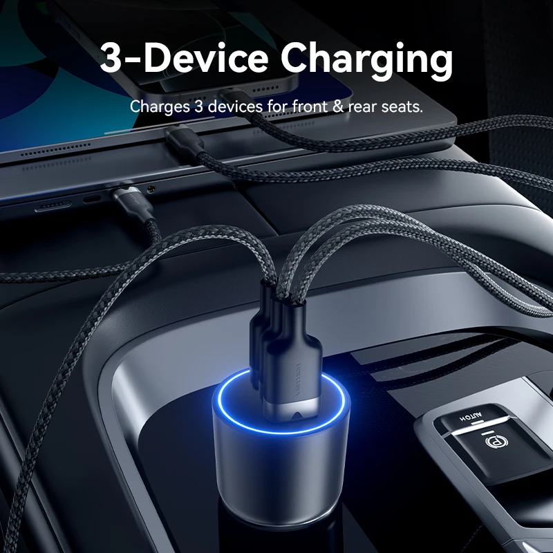 Фото Автомобильное зарядное устройство Vention 130 Вт, USB Type-C, QC 4.0, PPS, PD 30 Вт, быстрая зарядка, USB-C, для iPhone 16, 15 Pro, Samsung, Macbook №4