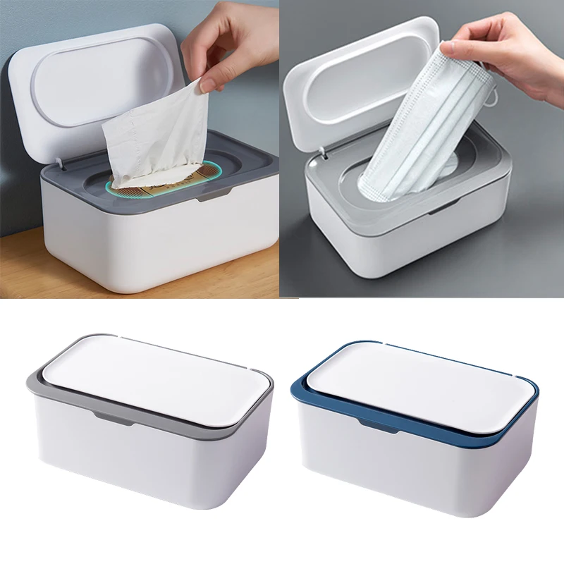 

Durable PP Wet Wipes Dispenser Holder Tissue Storage Box Napkin Tray Kitchen Storage Dust-proof Case With Lid For Home Stores