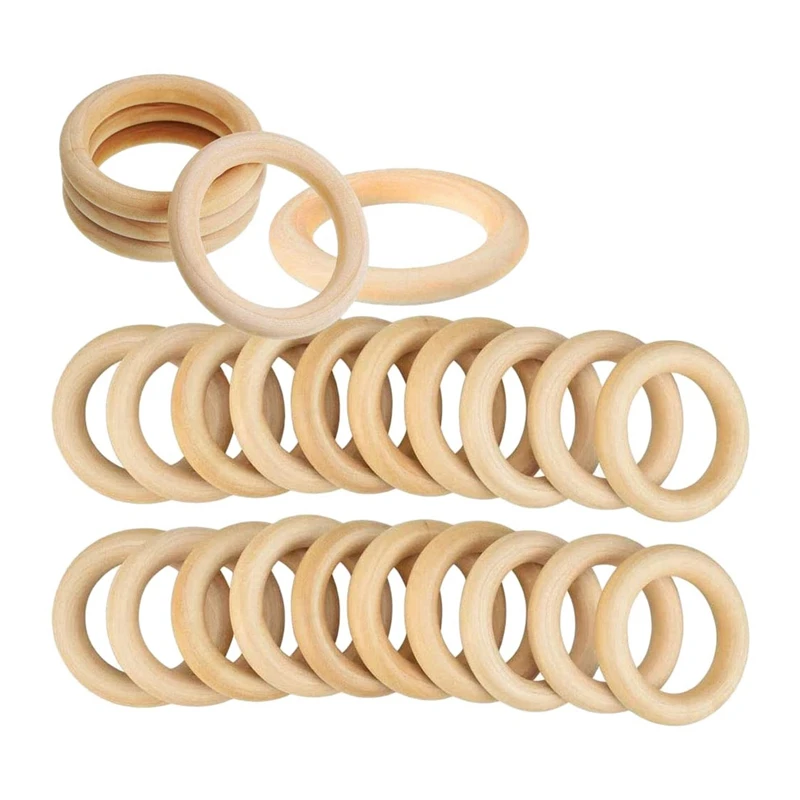 

Кольца из натурального дерева, Незавершенное деревянное кольцо макраме 70 мм, деревянные круги для рукоделия, кольцо для подвесок, изготовление ювелирных изделий, 50 шт.