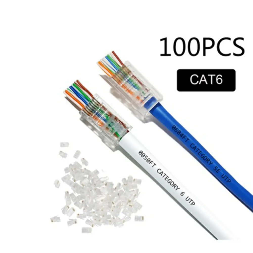 

100 шт., модульные сетевые вилки для кабеля CAT6 8P8C