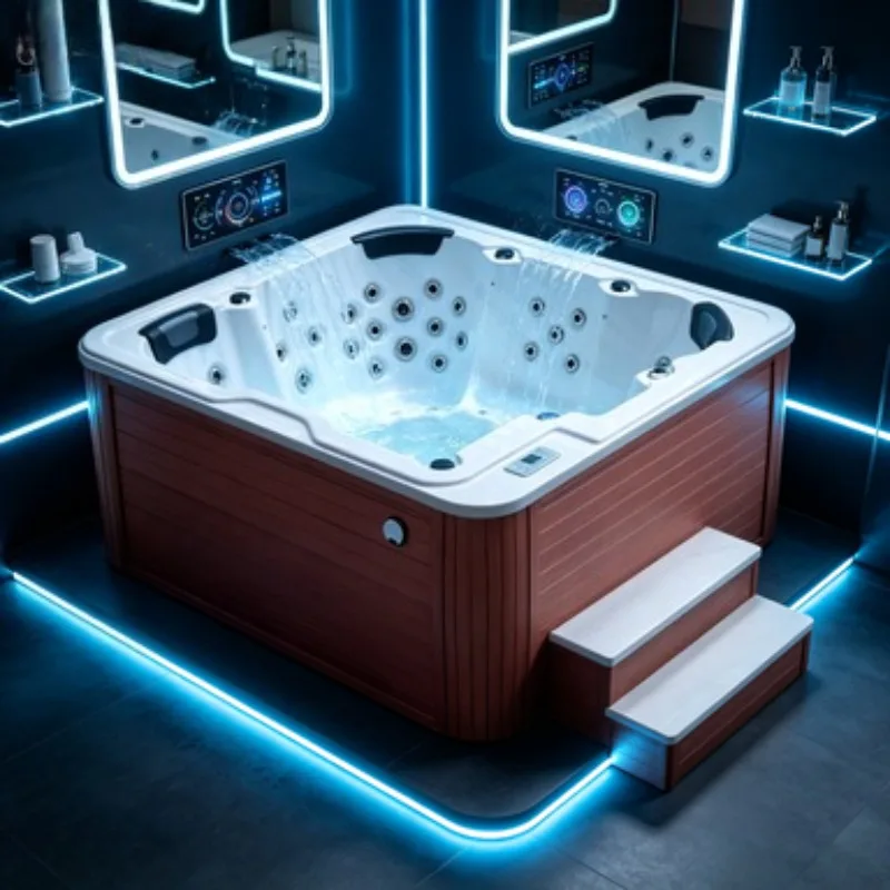 Фото Трехместный акриловый гидромассажный спа-бассейн Balboa с LED-подсветкой и 37 форсунками для гидротерапии, уличный джакузи №2