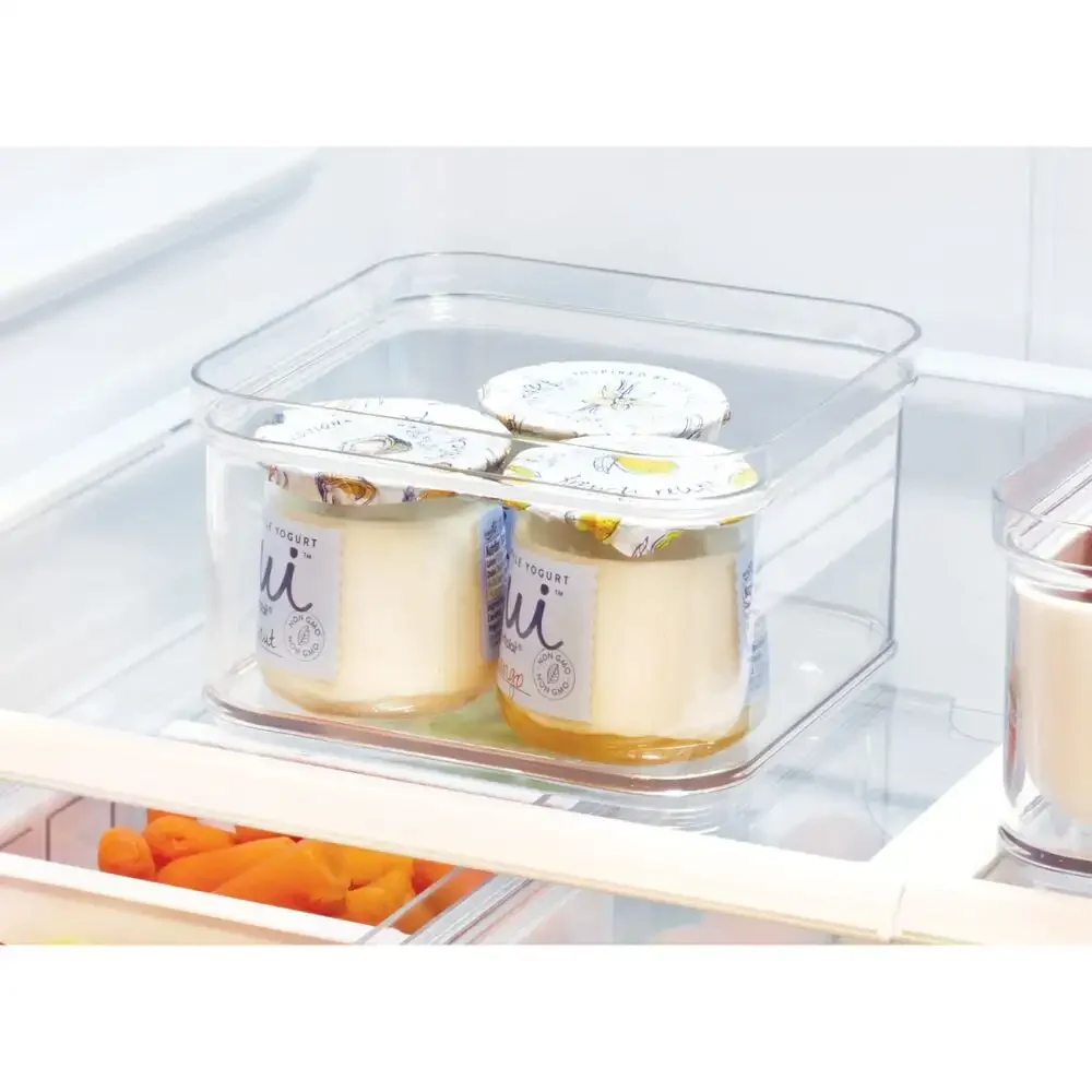 

Crisp Plastic Stackable Refrigerator Square Storage Bin, Clear, 6.32" X 6.32" X 3.76", Kitchen Items, Plastic Storage Containers