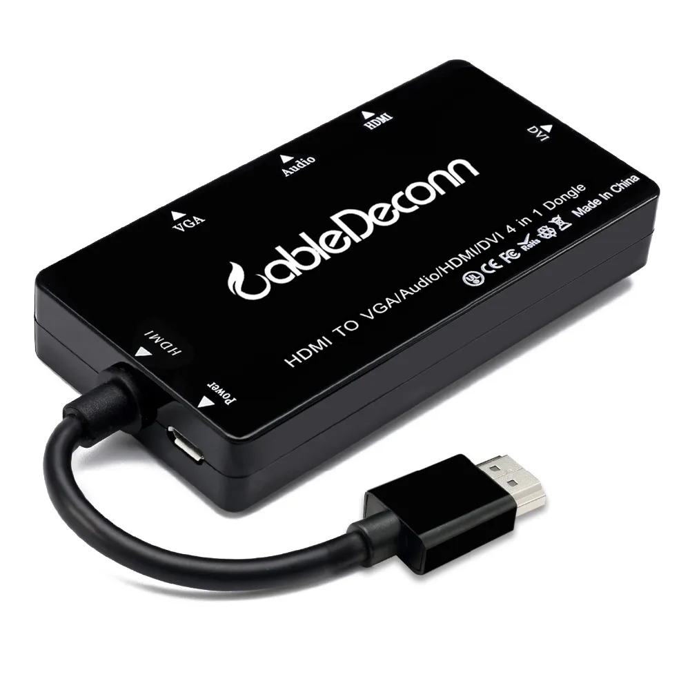 Многопортовый 4-в-1 HDMI-HDMI/DVI/VGA дисплей одновременно адаптер-кабель с преобразователем аудиовыхода для ноутбука