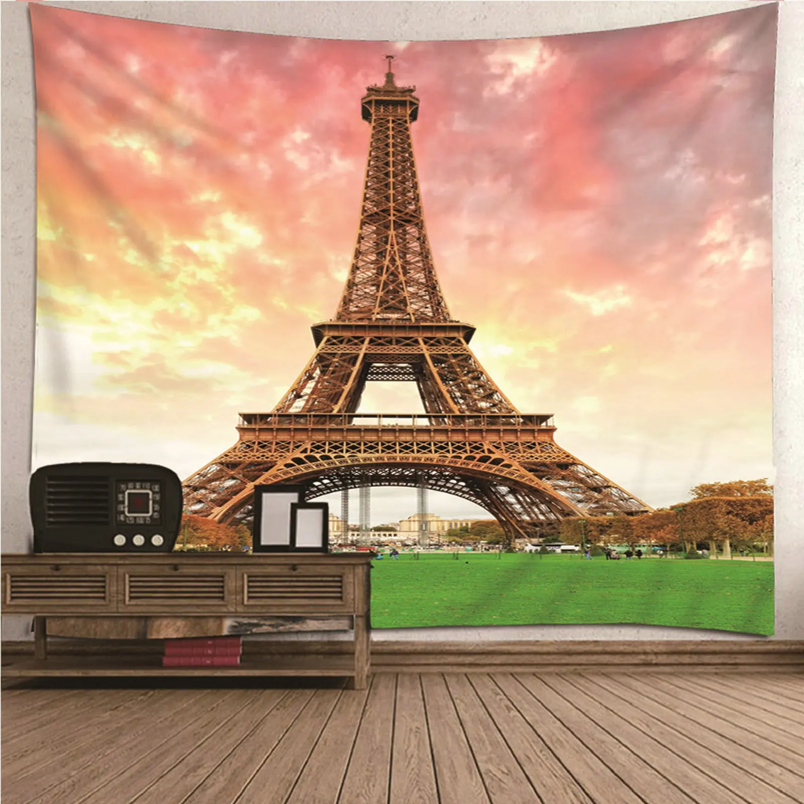 

Wall Art Poster Tapestry For Bedroom natural scenery Eiffel Tower at Dusk Wall Hanging Blanket Dorm Art Decor Covering
