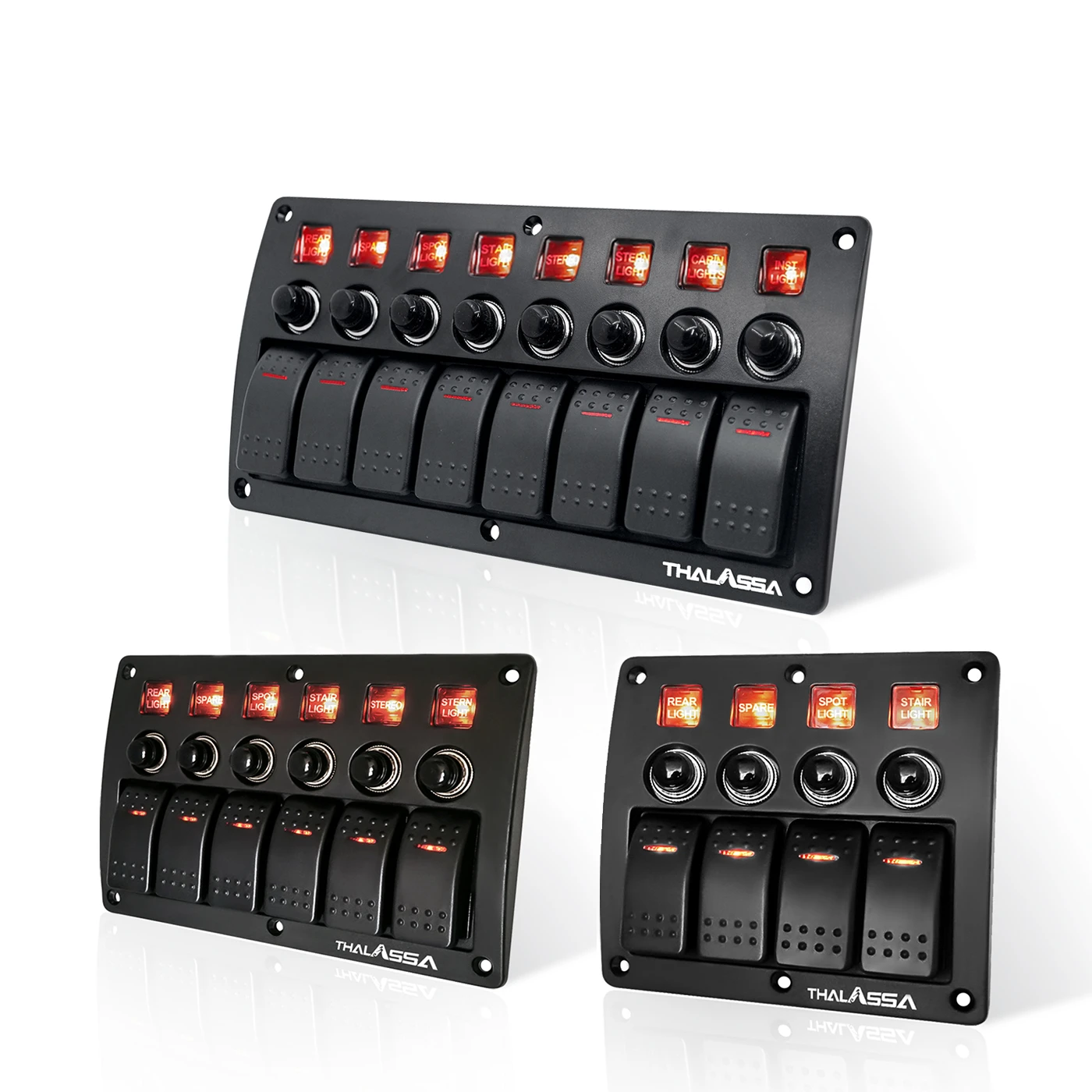 

4/6/8 кнопочный двойной светодиодный кулисный переключатель для морской лодки, 12 В, водонепроницаемые тумблерные переключатели для лодки, RV, кемпера, грузовика, аксессуары